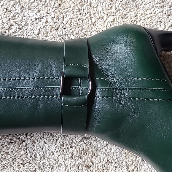 Aquatalia Ryleigh Weatherproof Green Calf Leather Knee-High Boots - Picture 6 of 15